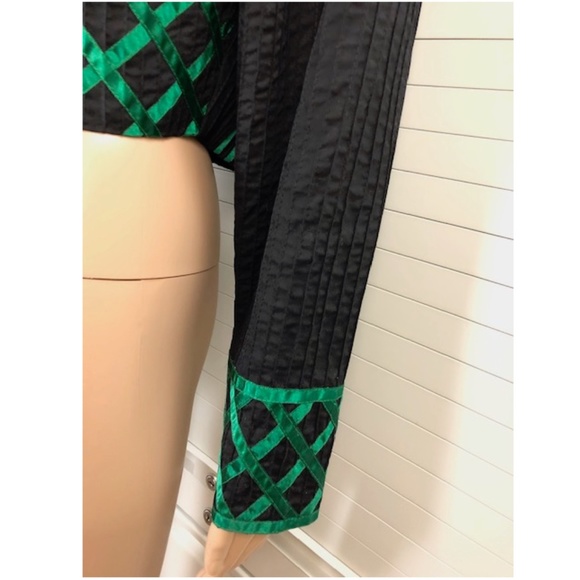 NWT Tachi Castillo Black Cotton Bolero Jacket Embellished w Satin Ribbons S - Picture 6 of 9